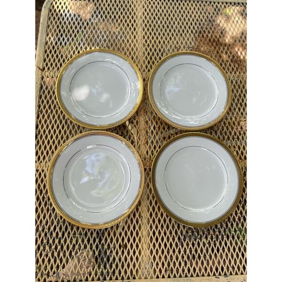 Vtg Noritake Salad Plates Manor Gold 8 3/8 inch Contemporary Fine China Set/4 - Picture 3 of 9